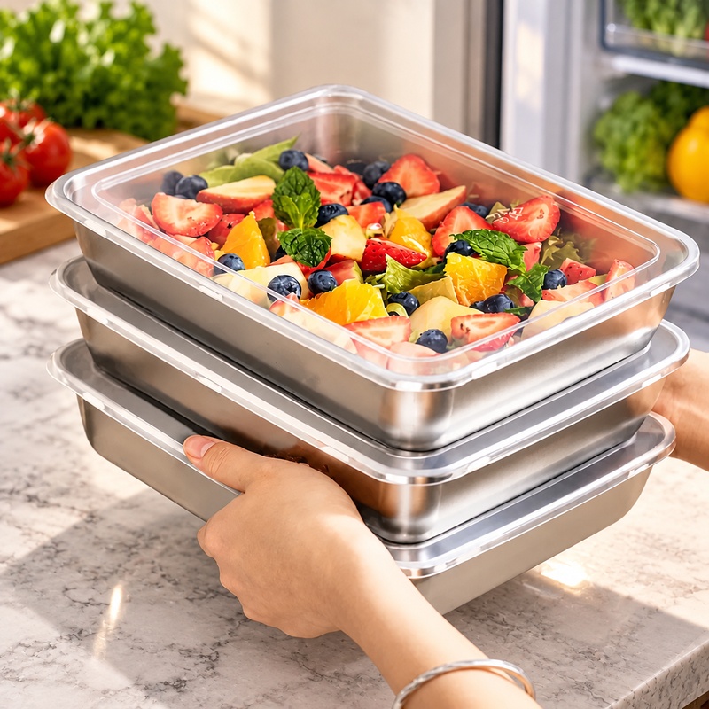 Food Storage Meals - Three-Piece Stainless Steel Food Storage Set